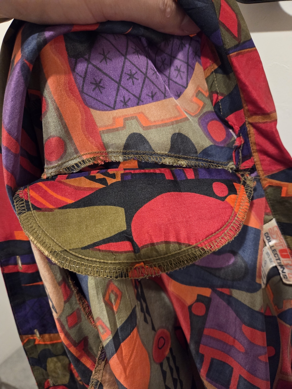 Vintage Abstract 2-Piece 100% Silk Set Size M Stunt Collections - Picture 10 of 14
